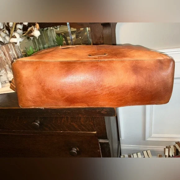 Bed Stu Leather Rockaway Shoulder Bag Crossbody Tote Tan Rustic $345 - Picture 7 of 13